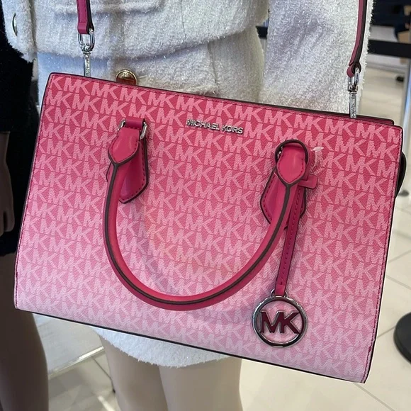 Michael Kors Sheila Medium Ombré Signature CZ Logo Satchel Crossbody Center - Picture 9 of 16